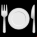 :cuchillo y tenedor con un plato: