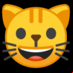 :cara de gato sonriente con la boca abierta: