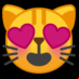 :cara de gato sonriente con los ojos en forma de corazón: